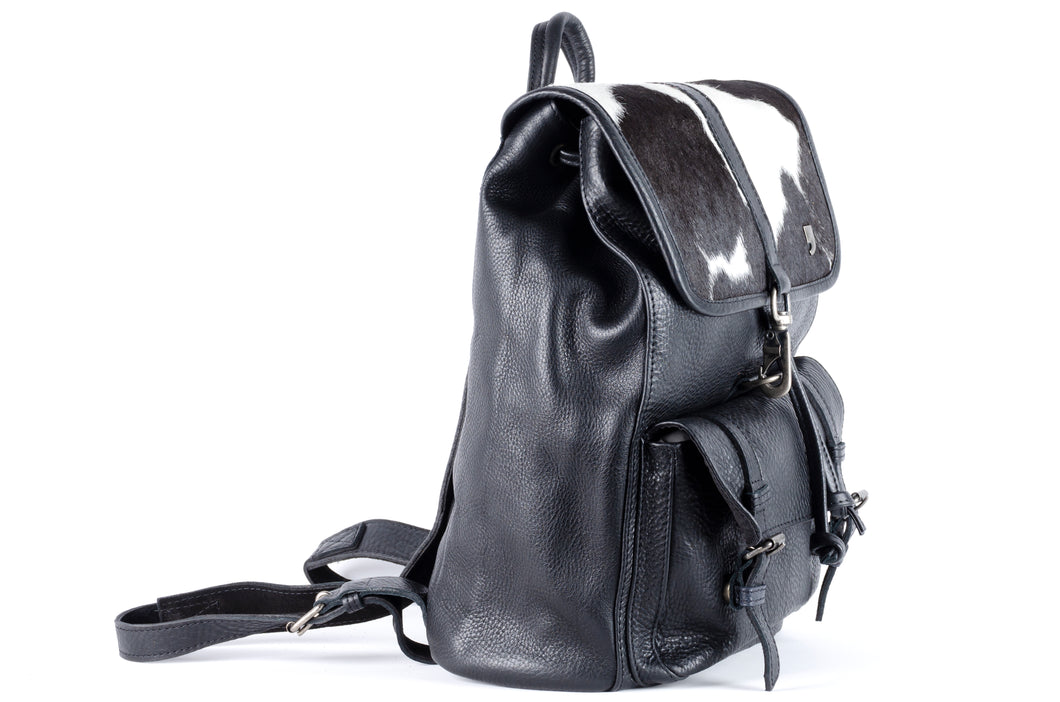 Backpack de piel Marfil con pelo